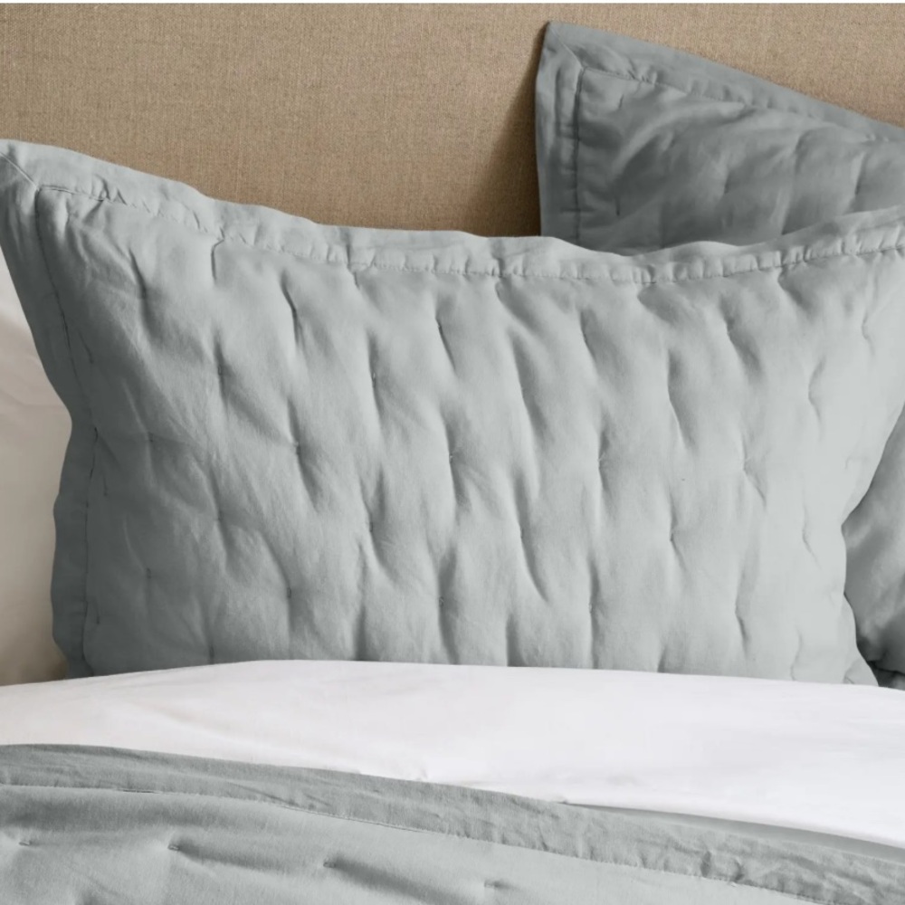 Reserved NWOT QUINCE European Linen Dream Sham Set King Mist 3984 - Picture 5 of 10